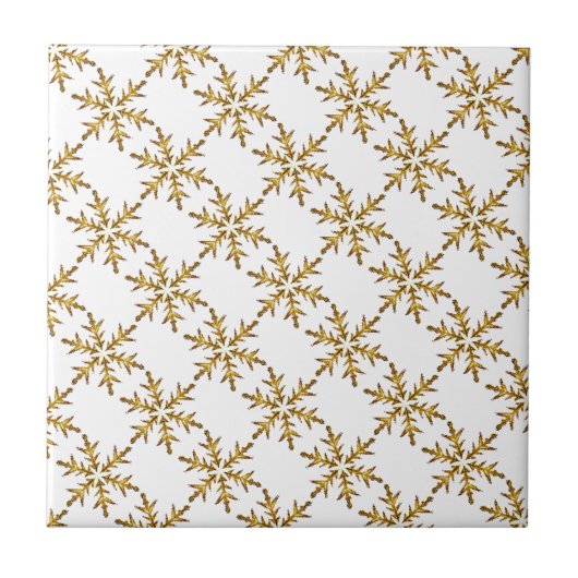 Carreau Fun Snowflake Or Et Blanc Tile (Devant)
