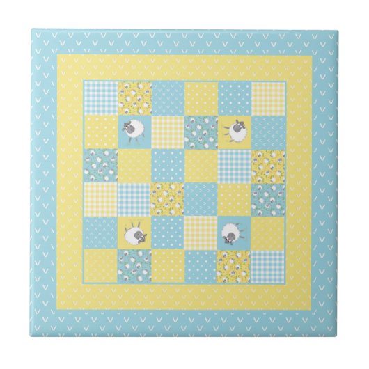 Carreau Fun Welsh Sheps, Faux Patchwork, Carrelage en céra (Devant)