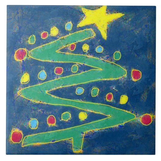 Carreau Funky Abstrait Art Christmas Tree (Devant)