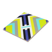 Carreau Funky Abstrait Art Jaune Pastel Thème (Côté)