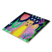 Carreau Funky Abstrait Digital Cat Art (Côté)