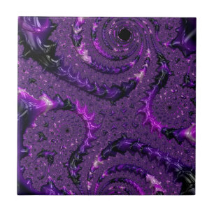 Carreau Funky Bold Bohème Violet Abstrait Fractal Numériqu