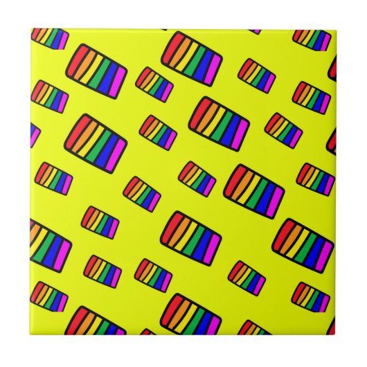 Carreau Funky Neon Rainbow Block Motif (Devant)