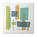 Carreau Funky Orange Bleu Vert Rectangles Mi-siècle<br><div class="desc">Ce magnifique carrelage en céramique moderne du milieu du siècle présente des rectangles funky dans les tons turquoise,  bleu,  orange et vert avocat. Quel ajout fabuleux à votre projet de carrelage !</div>
