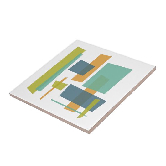 Carreau Funky Orange Bleu Vert Rectangles Mi-siècle (Côté)