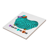 Carreau Funky Turquoise Ram Chinois Année Zodiac Tile (Côté)