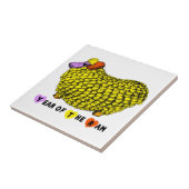 Carreau Funky Yellow Ram Chinois Année Zodiac Anniversaire (Côté)