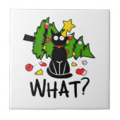 Carreau Funny Black Cat Christmas Tree Merry Santa Humor C (Devant)
