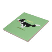 Carreau Funny Border Collie chien en course dessin animé (Côté)