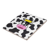 Carreau Funny Crazy Cow Bull sur Dairy Cow Imprimer Motif (Côté)