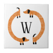 Carreau Funny Dachshund Saucisse Chien Monogramme (Devant)