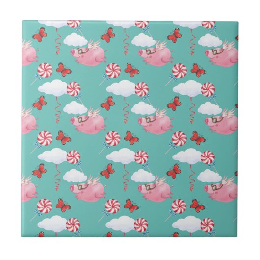 Carreau Funny Flying Pig Motif (Devant)