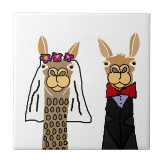 Carreau Funny Llama Mariée et Mariage de chambre