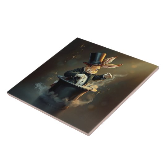 Carreau Funny Rabbit Magician Pulling Itself Out of Tophat (Côté)