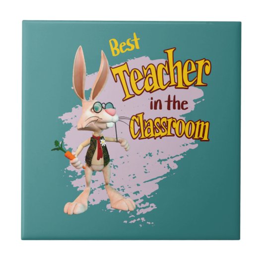 Carreau Funny Rabbit meilleur enseignant dans la classe (Devant)