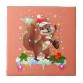 Carreau Funny Squirl Décorations de Christma Santa Hat Xma (Devant)