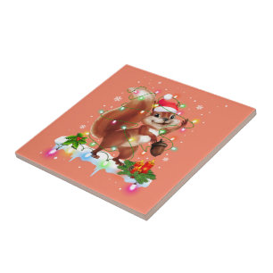 Carreau Funny Squirl Décorations de Christma Santa Hat Xma
