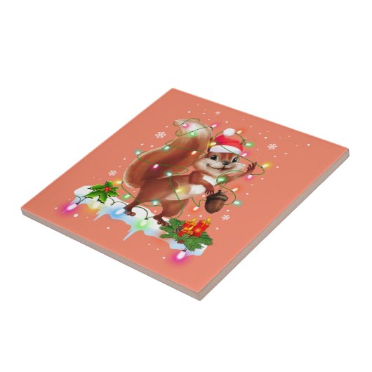 Carreau Funny Squirl Décorations de Christma Santa Hat Xma (Côté)