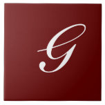 Carreau G Monogramme Blanc initial sur Maroon<br><div class="desc">Lettre blanche classique Monogramme sur Arrière - plan rouge foncé,  G.</div>