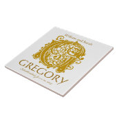 Carreau G Monogramme or sur blanc - Noms Mariage Date Tile (Côté)