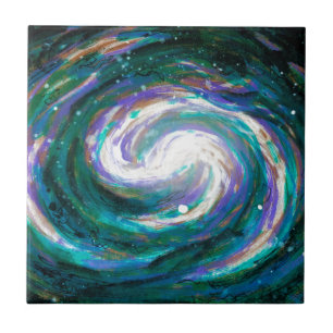 Carreau Galaxie d'émeraude et de violet