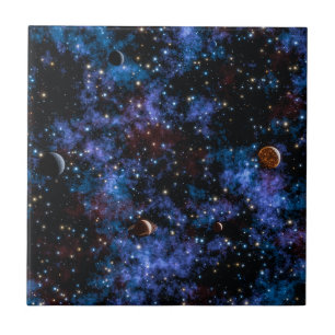 Carreau Galaxies colorés, étoiles et planètes