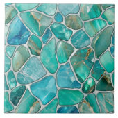 Carreau Galets aquamarins sur perles (Devant)