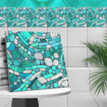 Carreau Galets Mosaïque Art -Aquamarine et Pearl<br><div class="desc">Galets Mosaïque Art -Aquamarine et Pearl</div>