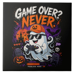 Carreau Game Over Jamais Drôle Gamer Fantôme Halloween