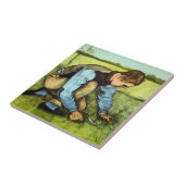 Carreau Garçon coupant l'herbe avec la faucille par Vincen (Côté)