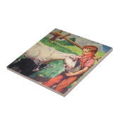 Carreau Garçon et chèvre en céramique de ferme de (Côté)