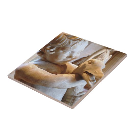 Carreau Garçon et oie de sculpture en grec ancien (Côté)