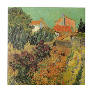 Carreau Garden Behind a House par Vincent van Gogh