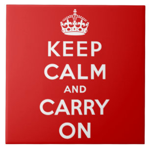 Carreau Gardez le calme et continuez (conception rouge)