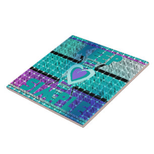 Carreau Gardez-le simple : Cyan Heart & Clarity Art Motif