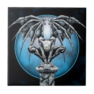 Carreau Gargouille en pierre avec la lune bleue