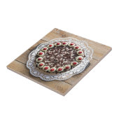 Carreau Gâteau de la Forêt-Noire sur bois rustique (Côté)