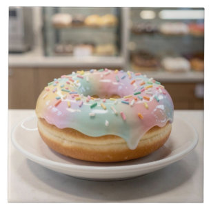 Carreau Gâteau donut en verre pastel fantaisiste