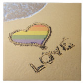 Carreau Gay Rainbow Amour Coeur Dans Le Sable (Devant)