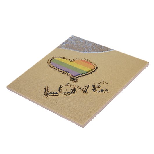 Carreau Gay Rainbow Amour Coeur Dans Le Sable (Côté)