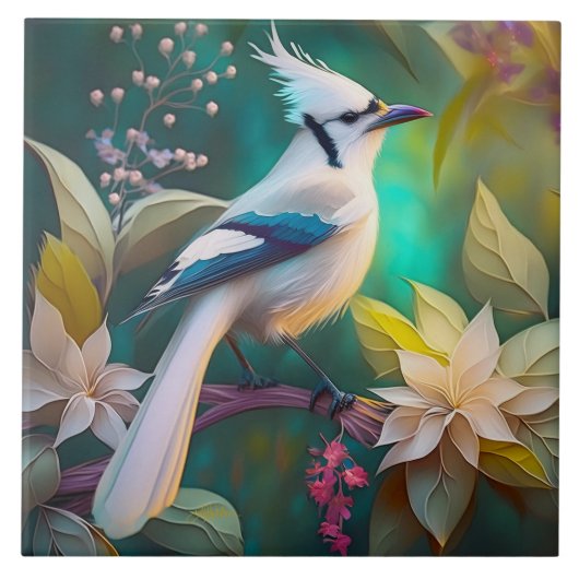 Carreau Geai à ailes de sarcelle blanche touffeté Oiseau d (Devant)