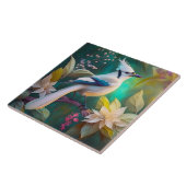 Carreau Geai à ailes de sarcelle blanche touffeté Oiseau d (Côté)