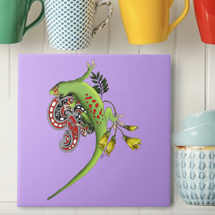Carreau Gecko Tribal Lavande Vert Rouge