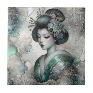Carreau Geisha en vert série de conception #2