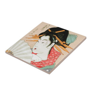 Carreau Geisha japonais frais de woodprint avec l'art de