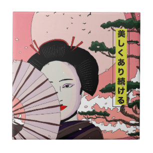 Carreau Geisha Soyez Belle Manga japonais style Japonais