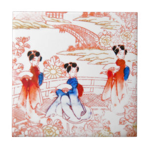Carreau Geishas dans le jardin