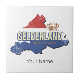 Carreau Gelderland Pays-Bas Carte Vintage Souvenir néerlan