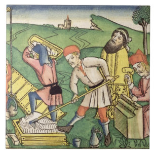 Carreau Genèse 11 1-9 construisant la tour de Babel, de t