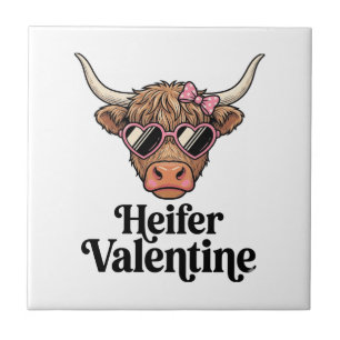 Carreau Génisse Valentine Highland Cow Design Vintage_1